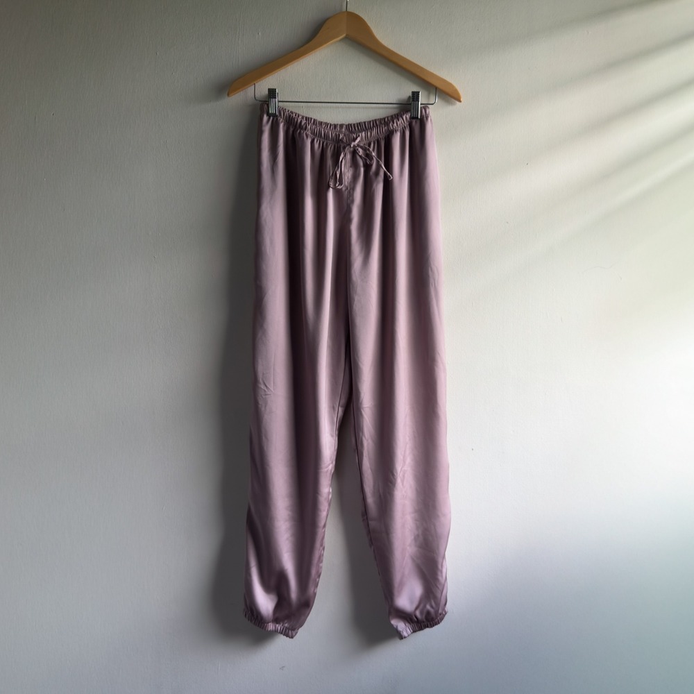 Uniqlo Dusty Rose Pink Satin Jogger Pants Pajama Women Medium Coquette